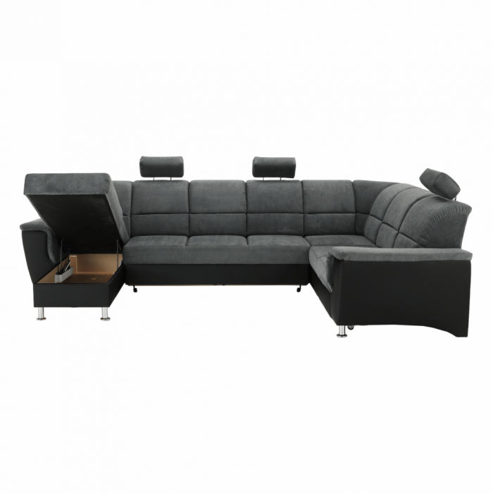 Colţar, piele ecologică negru/material, model dreapta, SANTIAGO U [5]
