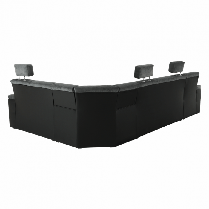 Colţar, piele ecologică negru/material, model dreapta, SANTIAGO U [20]