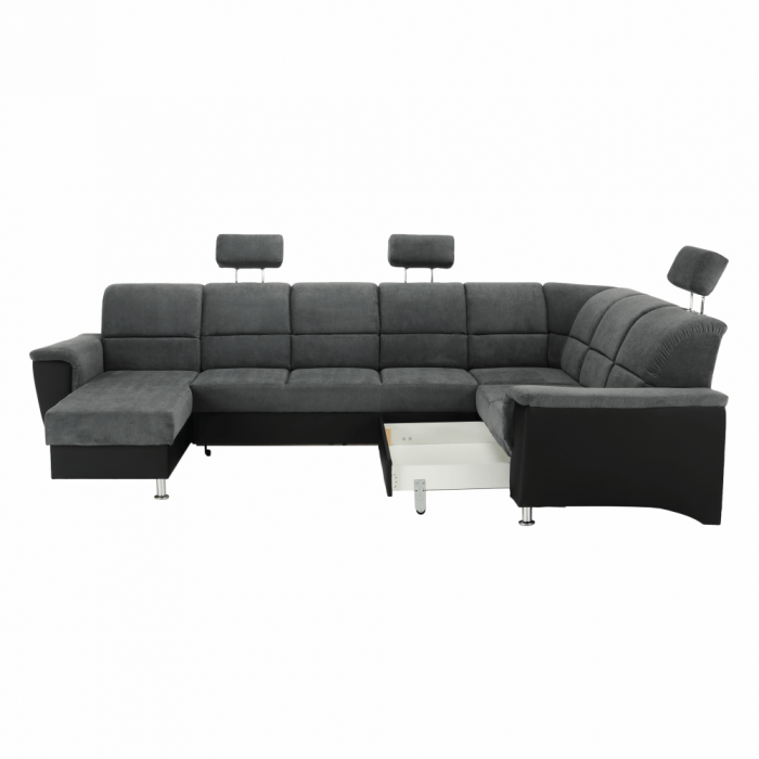 Colţar, piele ecologică negru/material, model dreapta, SANTIAGO U [14]