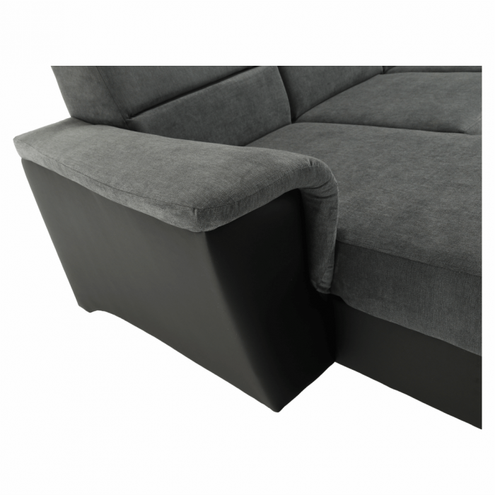 Colţar, piele ecologică negru/material, model dreapta, SANTIAGO U [11]