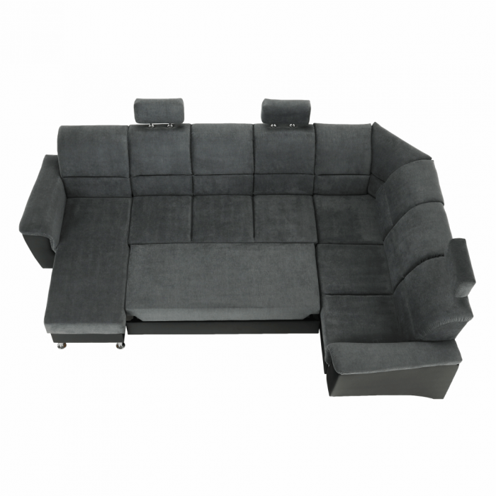 Colţar, piele ecologică negru/material, model dreapta, SANTIAGO U [13]