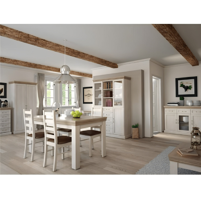 Comodă, 2 uşi cu 5 sertare, pin nordic/stejar sălbatic, ROYAL K2D [9]