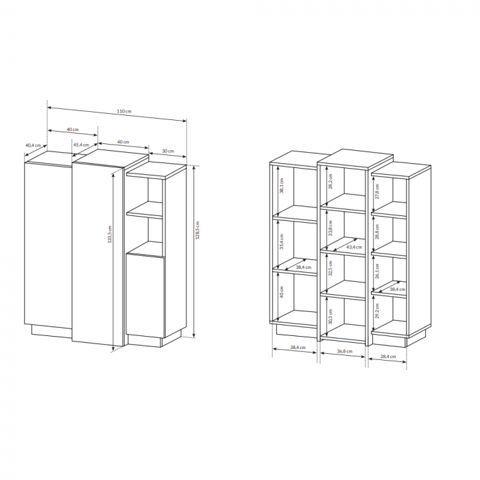 Comodă 3D, alb / stejar craft auriu, TRIO [4]