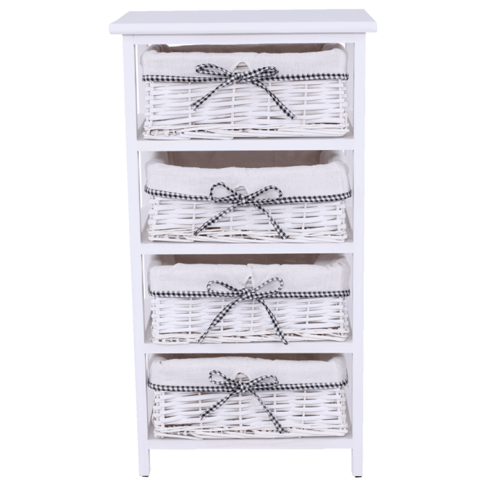 Comodă, 4 coşuri, alb antichizat, RUBY 4 [2]