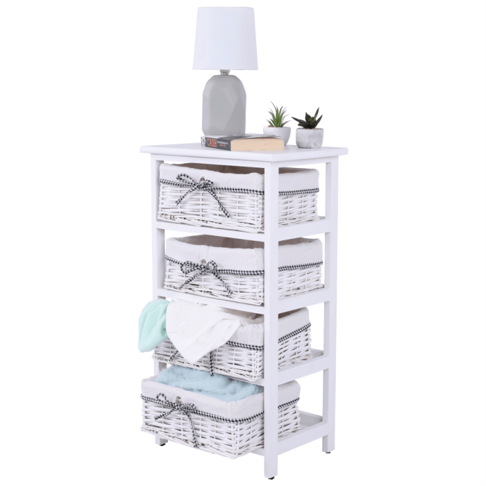 Comodă, 4 coşuri, alb antichizat, RUBY 4 [8]