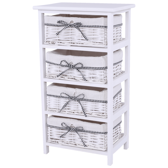 Comodă, 4 coşuri, alb antichizat, RUBY 4 [5]