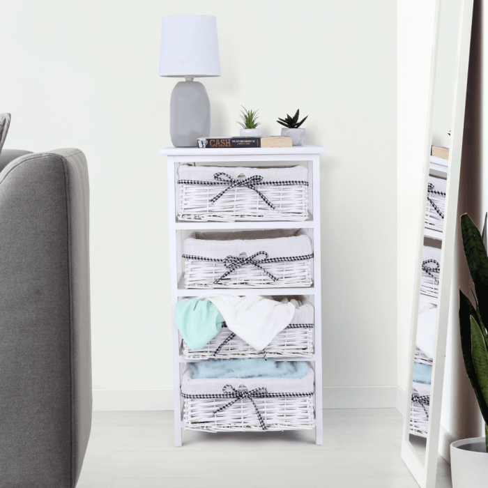 Comodă, 4 coşuri, alb antichizat, RUBY 4 [19]