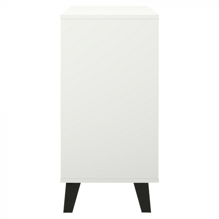 Comodă 4 sertare , 70 cm lungime x38,8 cm adancime x 99,4 cm, pal alb/picioare negre ,canturi abs, fara manere [5]