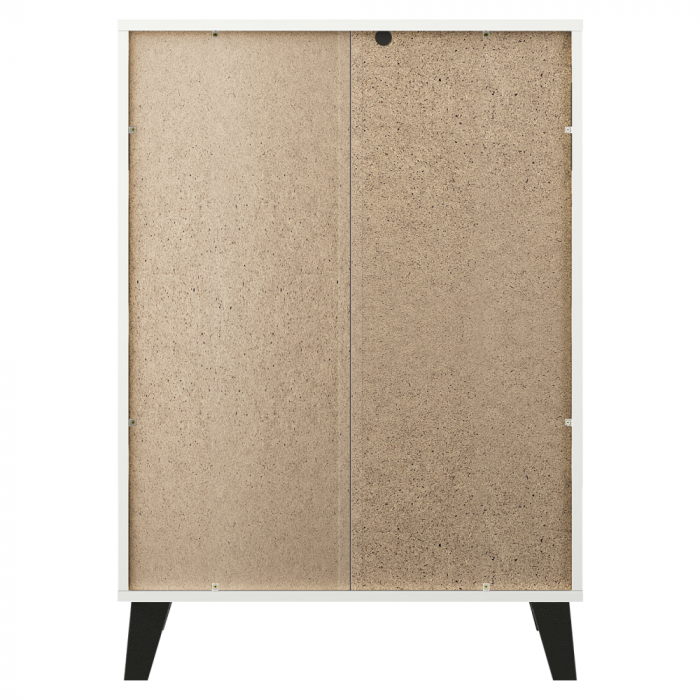 Comodă 4 sertare , 70 cm lungime x38,8 cm adancime x 99,4 cm, pal alb/picioare negre ,canturi abs, fara manere [4]