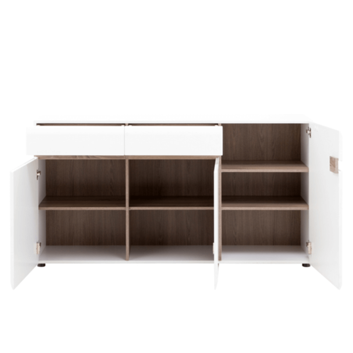 Comodă, albă strălucitoare HG/stejar sonoma închis, LYNATET TYP 40 [10]