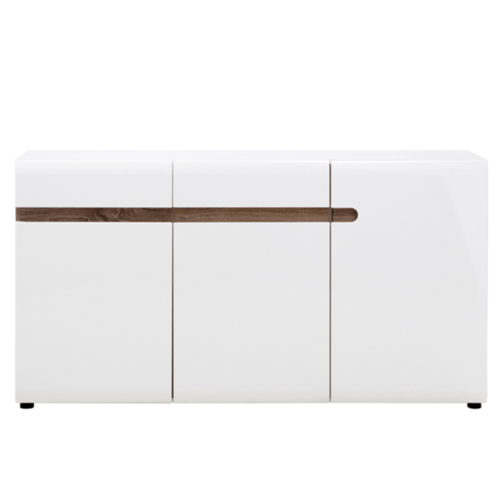 Comodă, albă strălucitoare HG/stejar sonoma închis, LYNATET TYP 40 [9]