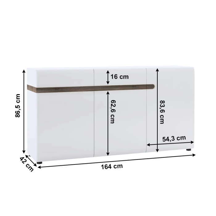 Comodă, albă strălucitoare HG/stejar sonoma închis, LYNATET TYP 40 [2]