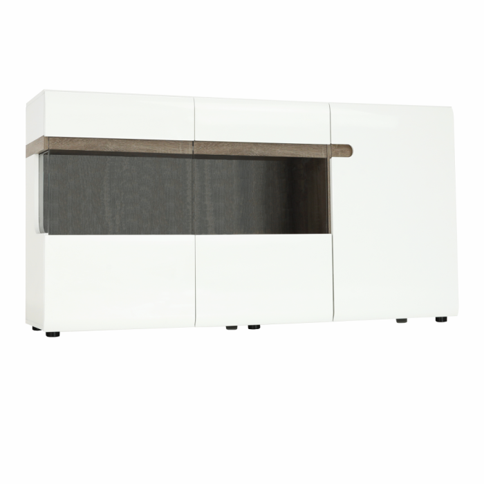 Comodă, albă strălucitoare HG/stejar sonoma închis, LYNATET TYP 42 [3]