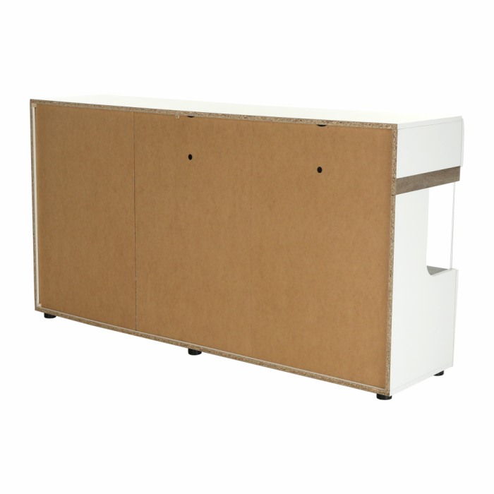 Comodă, albă strălucitoare HG/stejar sonoma închis, LYNATET TYP 42 [8]