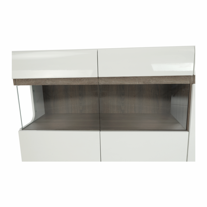 Comodă, albă strălucitoare HG/stejar sonoma închis, LYNATET TYP 42 [5]