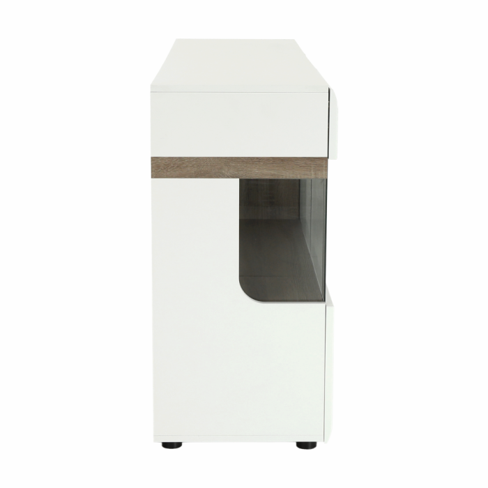 Comodă, albă strălucitoare HG/stejar sonoma închis, LYNATET TYP 42 [7]