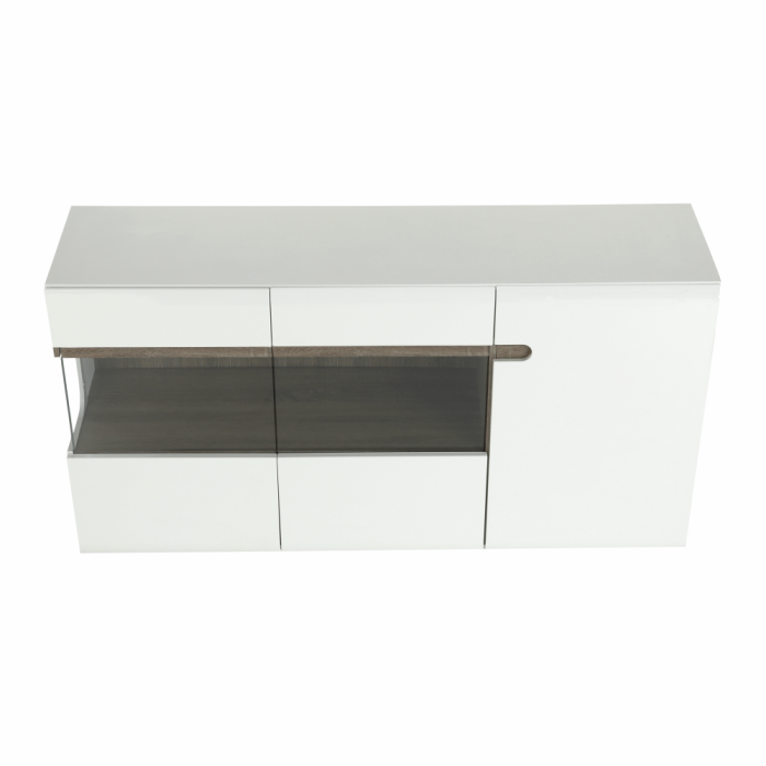 Comodă, albă strălucitoare HG/stejar sonoma închis, LYNATET TYP 42 [11]