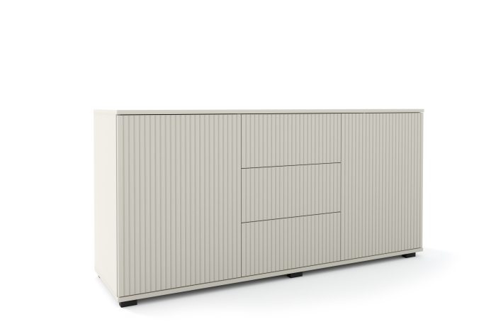 Comoda casmir ,150x72x40 cm, fronturi decorative cu caneluri riflaj, 2 usi si 3 sertare,cu deschidere push open, [3]