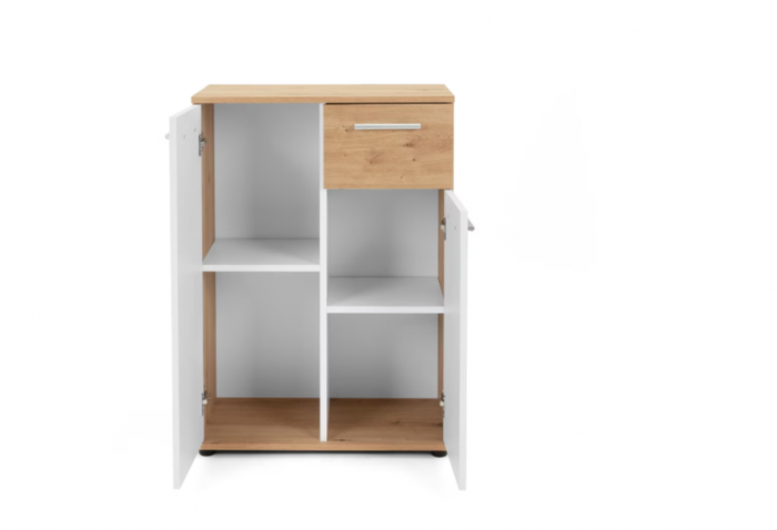 Comoda cu 1 sertar si 2 usi, 60x85x35 cm, stejar artisan/alb, Bortis Impex [2]