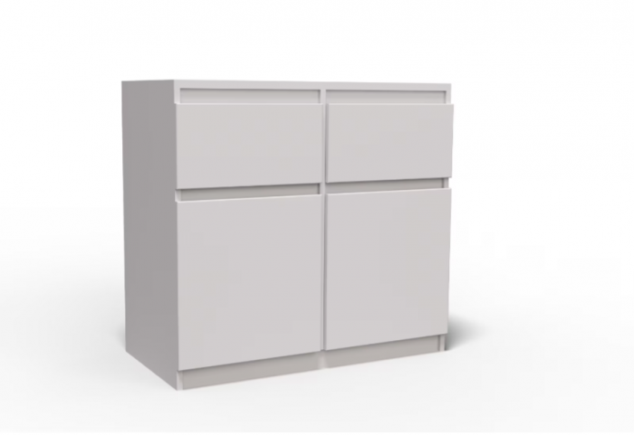 Comoda cu 2 sertare si 2 usi, moderna, fara manere, 80x85x33 cm, alb, pentru living, dormitor, hol, Bortis Impex [2]