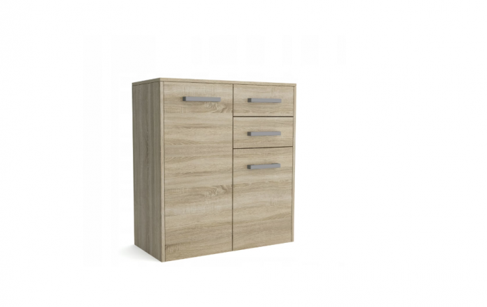 Comoda cu 2 usi si 2 sertare, 75x82x33 cm, stejar sonoma, pentru dormitor, hol, living sau birou, Bortis [2]