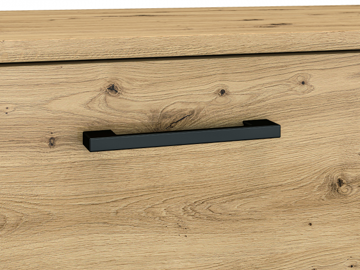 Comoda cu 2 usi si 3 sertare stejar artisan /manere, picioare negre, 159 cm lungime , 40 cm adancime [5]