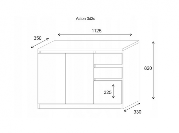Comoda cu 3 usi si 2 sertare, alb, 112×82×35 cm, Bortis Impex [3]