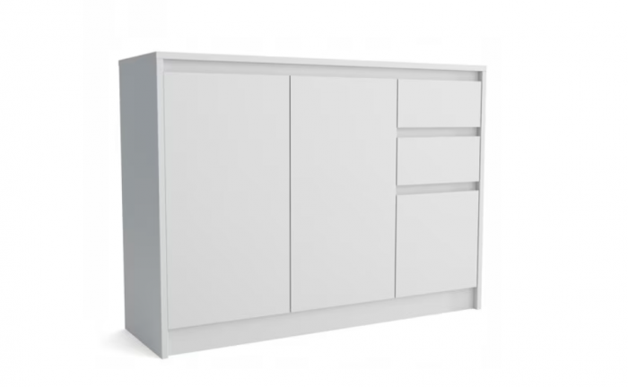 Comoda cu 3 usi si 2 sertare, alb, 112×82×35 cm, Bortis Impex [2]