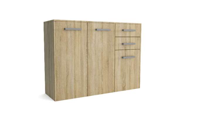 Comoda cu 3 usi si 2 sertare, stejar sonoma, 112×82×33 cm, Bortis Impex [2]