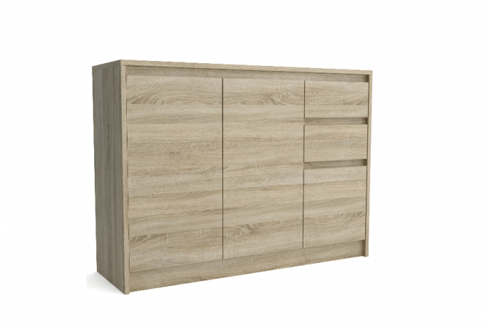 Comoda cu 3 usi si 2 sertare, stejar sonoma, 112×82×35 cm, Bortis Impex [3]