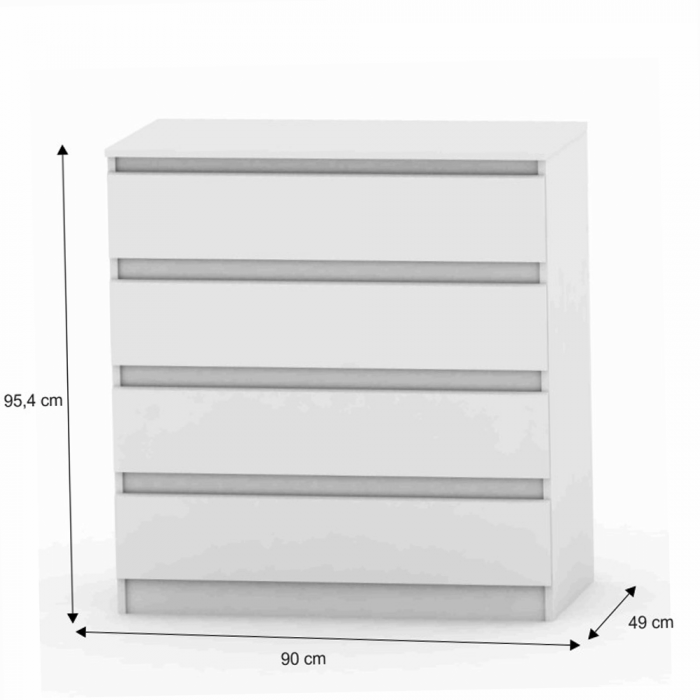 Comodă cu 4 sertare, albă, HANY NEW 004 [4]