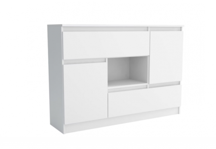 Comoda cu 4 usi si spatiu, 120x85x33 cm, alb, Bortis Impex [2]