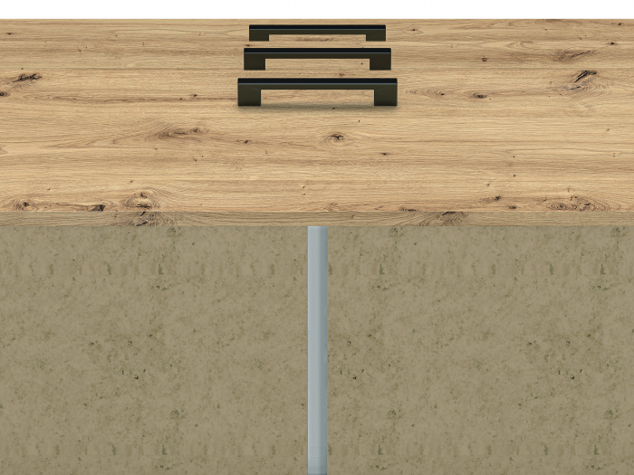 Comoda cu 6 sertare spatioase,pentru dormitor/sufragerie living/hol/birou, stejar artisan, 138x83x40 cm, cant abs, picioare negre [8]