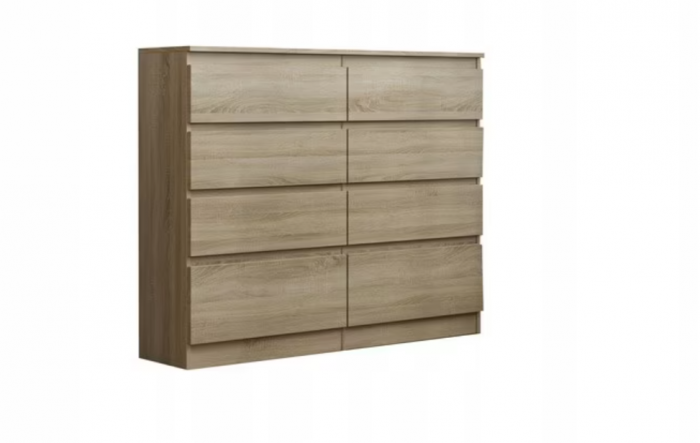 Comoda cu 8 sertare, 120x100x33 cm, stejar sonoma, pentru hol, living, dormitor, birou, Bortis Impex [9]