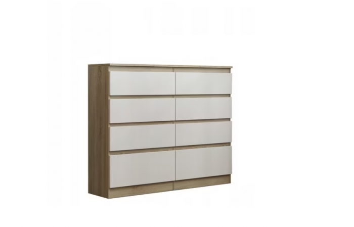 Comoda cu 8 sertare, 120x100x33 cm, stejar sonoma, pentru hol, living, dormitor, birou, Bortis Impex [12]