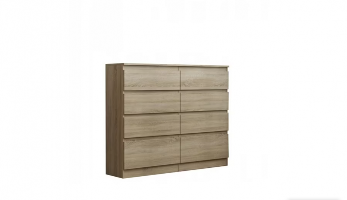 Comoda cu 8 sertare, 120x100x33 cm, stejar sonoma, pentru hol, living, dormitor, birou, Bortis Impex [8]