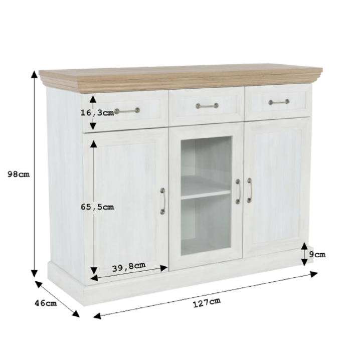 Comodă cu trei uşi, pin nordic/stejar sălbatic, ROYAL K1S [4]