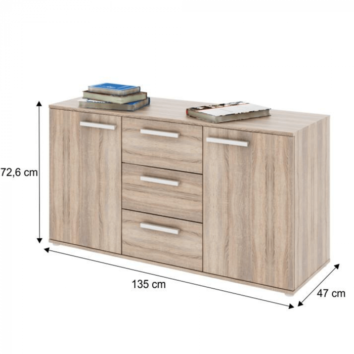 Comodă, DTD laminat, stejar sonoma, DUNAJ TIPUL11 [2]
