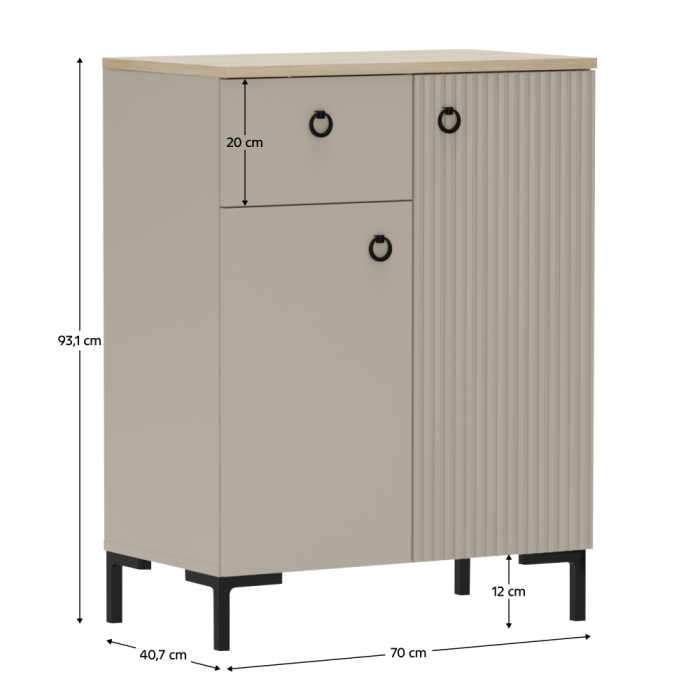 Comodă, gri-maroniu Taupe/stejar silverjack, DOMCA 2D1S [6]