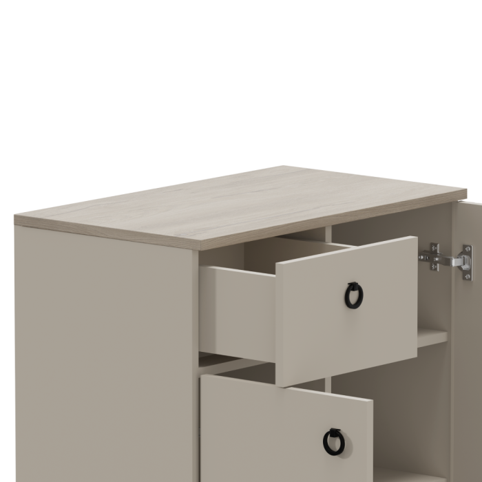 Comodă, gri-maroniu Taupe/stejar silverjack, DOMCA 2D1S [3]