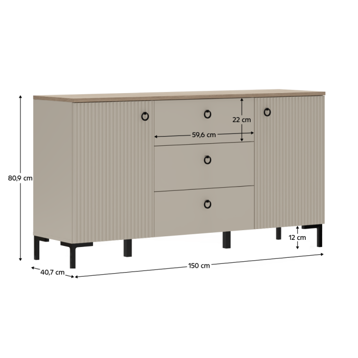 Comodă, gri-maroniu Taupe/stejar silverjack, DOMCA 2D3S [2]