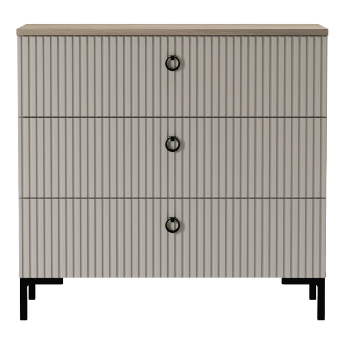 Comodă, gri-maroniu Taupe/stejar silverjack, DOMCA 3S [2]