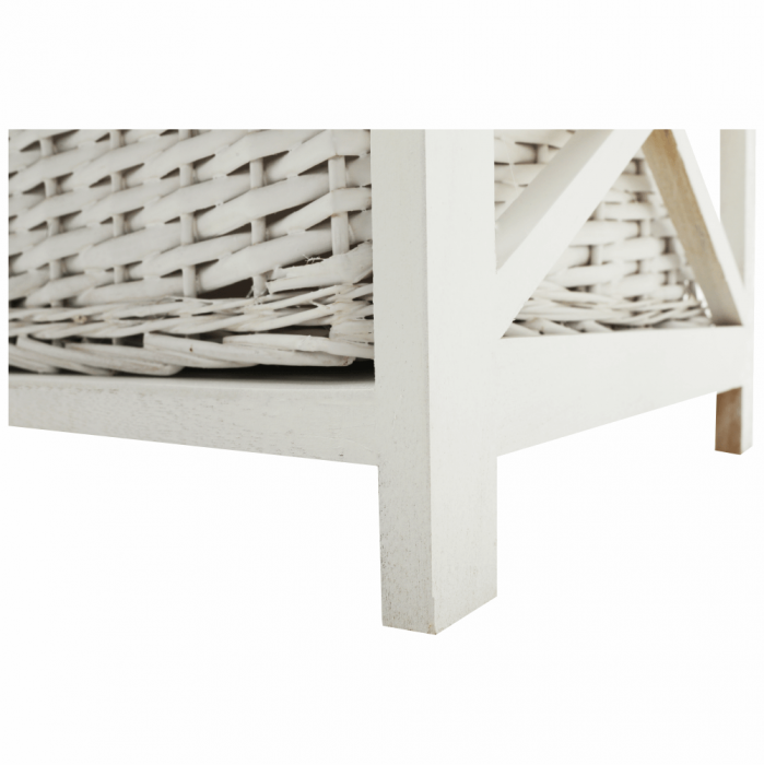 Comodă, lemn/răchită/material textil, alb, RAFAELLO 9 [5]