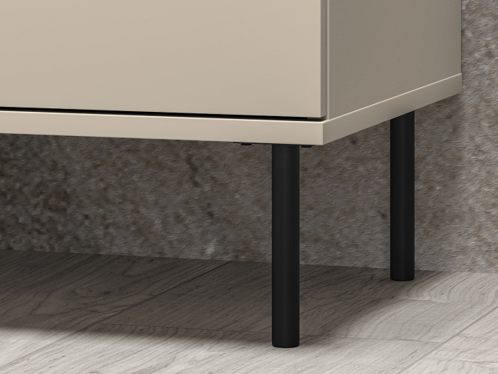 Comoda living /dormitor/hol cu 3 sertare si 1 usa , casmir/mdf casmir cu model , 120x85x40 cm, canturi abs, cu rafturi, picioare negre/butoni auriu [4]