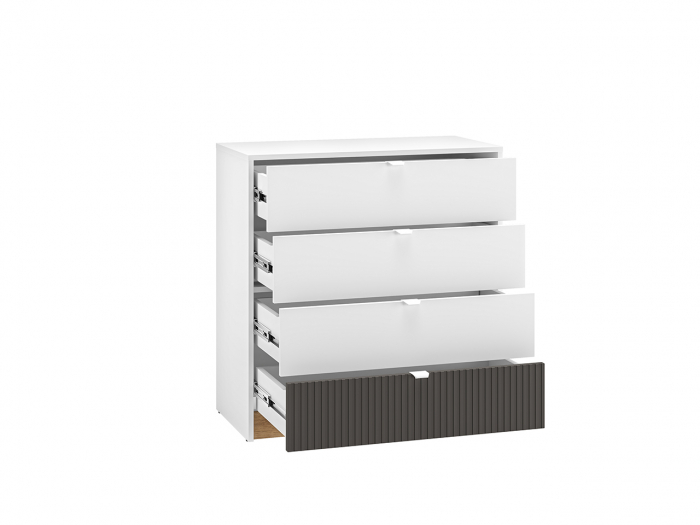 Comoda living /dormitor/hol cu 4 sertare, alb/mdf grafit/stejar, 82x86x40 cm, canturi abs [7]