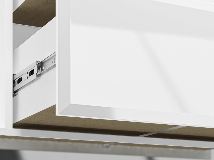 Comoda lux, mdf alb lucios/ pal alb, 3 sertare si 2 usi, lumina led sub capac, 160cm lungime x 41 cm adancime x 85 cm inaltime, [7]