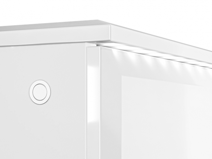 Comoda lux, mdf alb lucios/ pal alb, 3 sertare si 2 usi, lumina led sub capac, 160cm lungime x 41 cm adancime x 85 cm inaltime, [8]