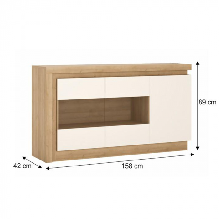 Comodă LYOK02, stejar riviera/albă cu extra strălucire, LEONARDO [4]