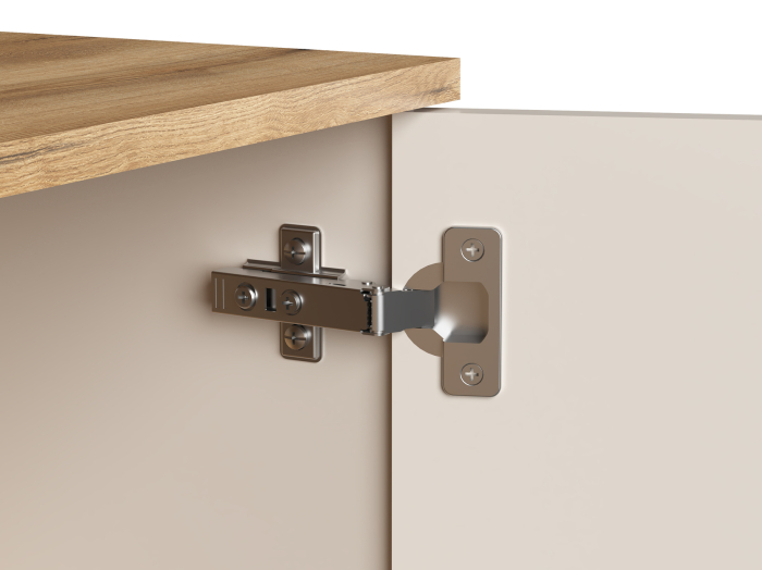 Comoda moderna, 139,4 cm x86 cm inaltime x 38 cm adancime, casmir/stejar, cu 4 sertare si 2 usi , o usa cu model riflaj, [10]