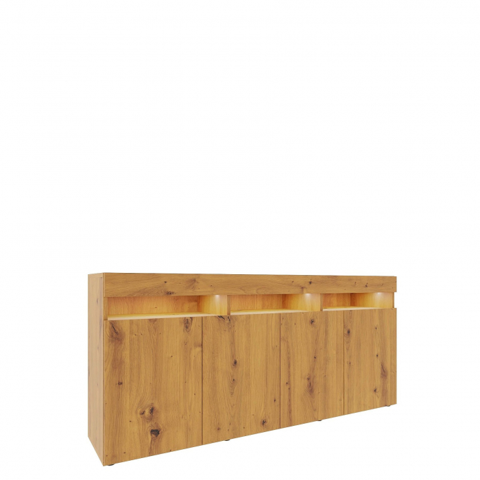 Comoda moderna cu 4 usi, stejar artisan, 175x80x40cm, fara led, pentru living, hol, dormitor, birou, Bortis Impex [5]